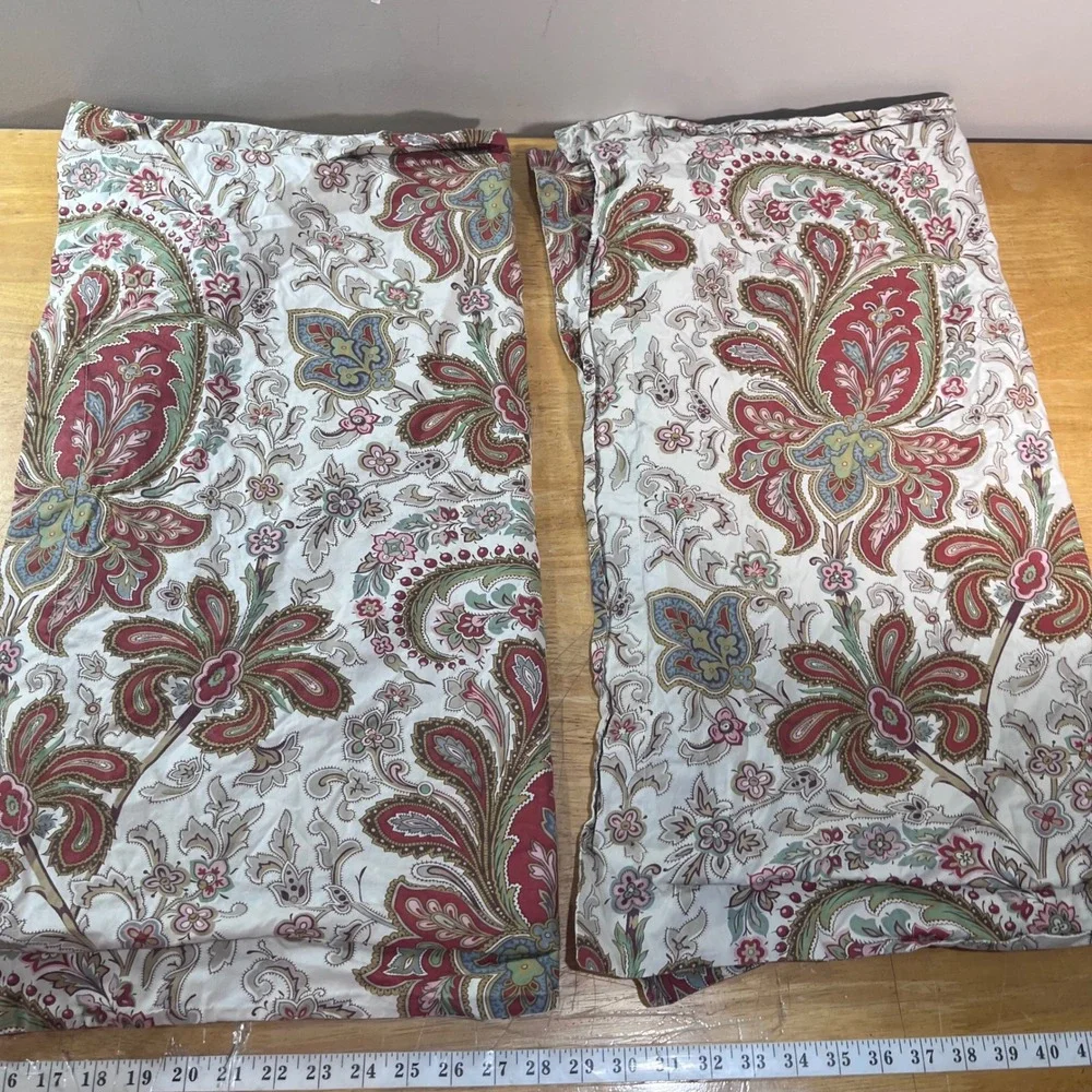 Pottery Barn Duvet Cover Set Full/Queen Red Paisley Vtg Excellent Cotton